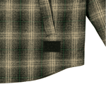 Oversized Embroidered Flannel Shirt Jacket Green/Black - LIKELIHOOD