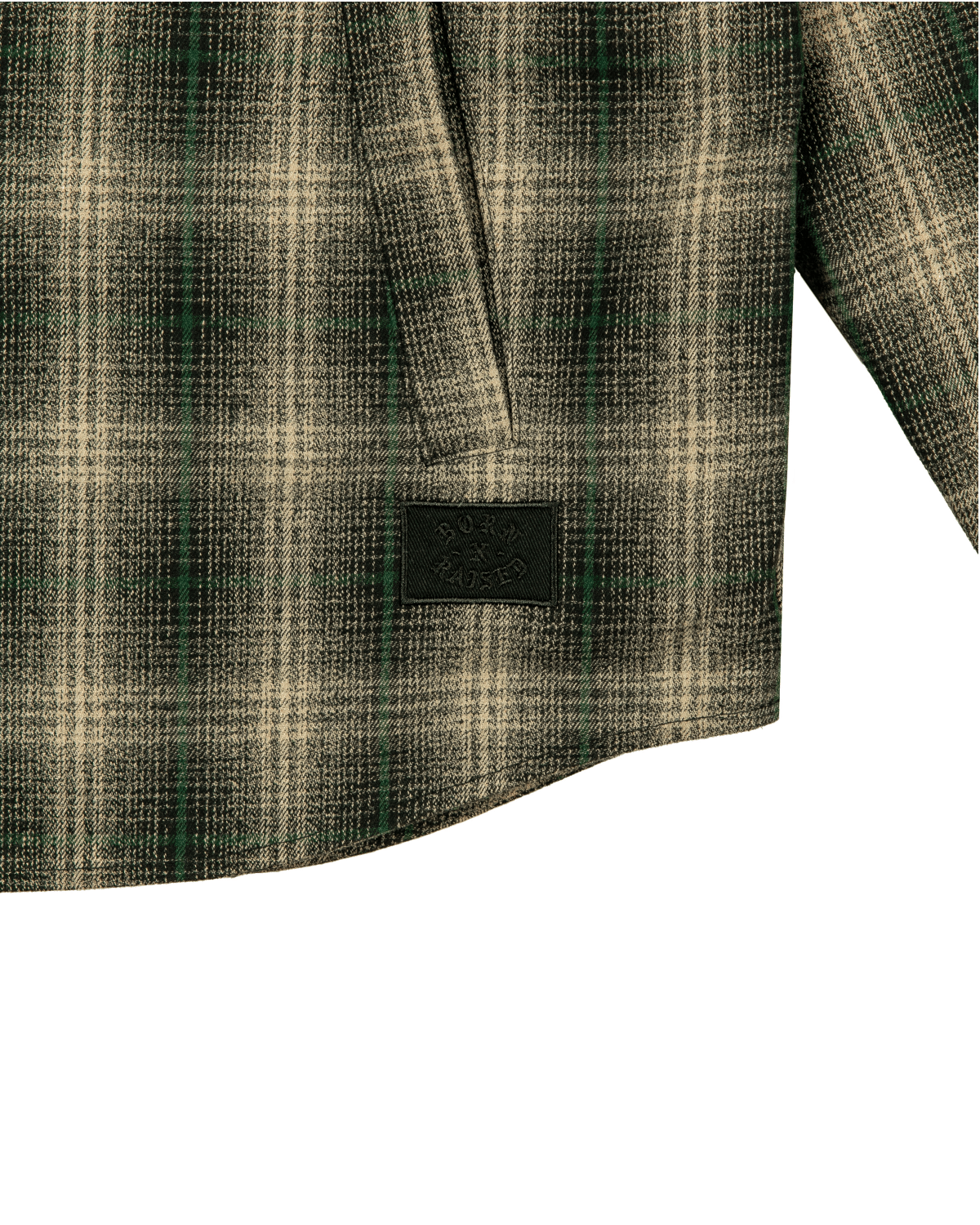 Oversized Embroidered Flannel Shirt Jacket Green/Black - LIKELIHOOD