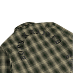 Oversized Embroidered Flannel Shirt Jacket Green/Black - LIKELIHOOD
