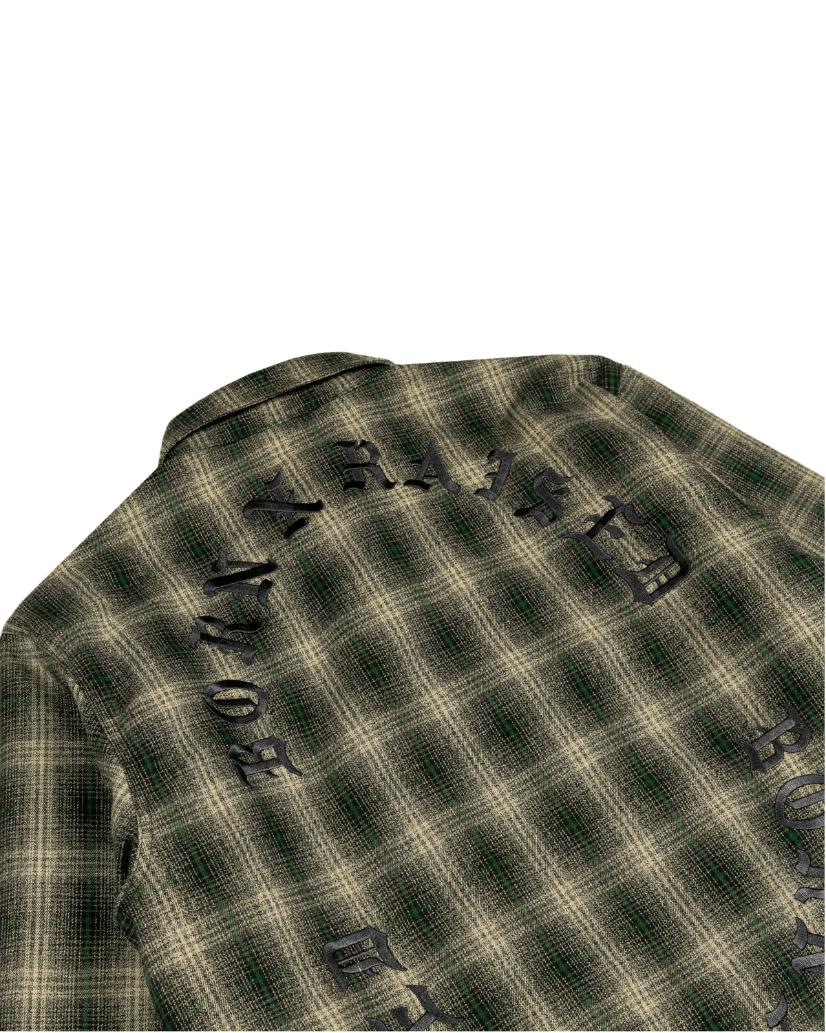Oversized Embroidered Flannel Shirt Jacket Green/Black - LIKELIHOOD