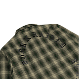 Oversized Embroidered Flannel Shirt Jacket Green/Black - LIKELIHOOD