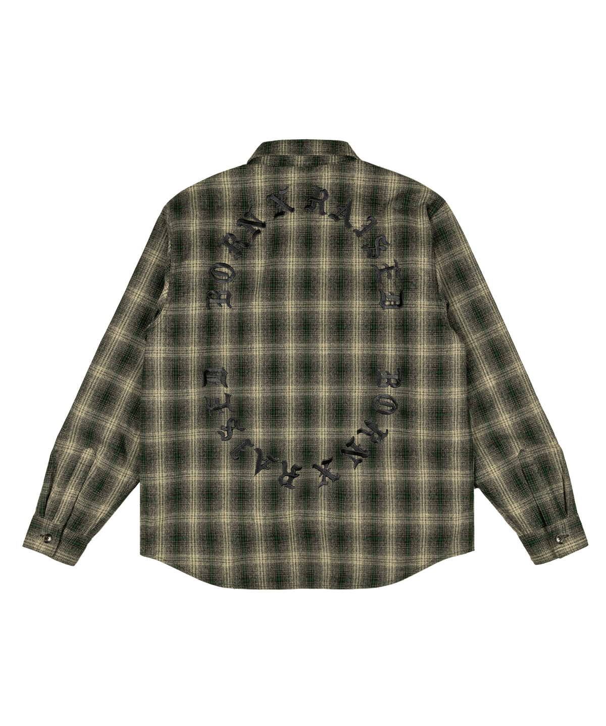 Oversized Embroidered Flannel Shirt Jacket Green/Black - LIKELIHOOD