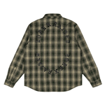 Oversized Embroidered Flannel Shirt Jacket Green/Black - LIKELIHOOD