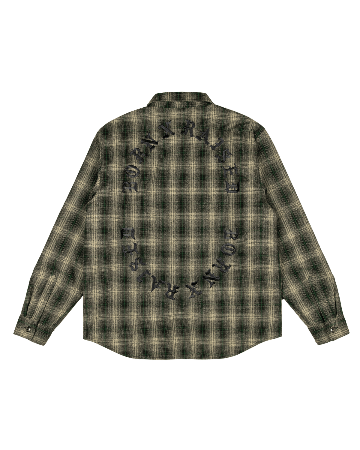 Oversized Embroidered Flannel Shirt Jacket Green/Black - LIKELIHOOD