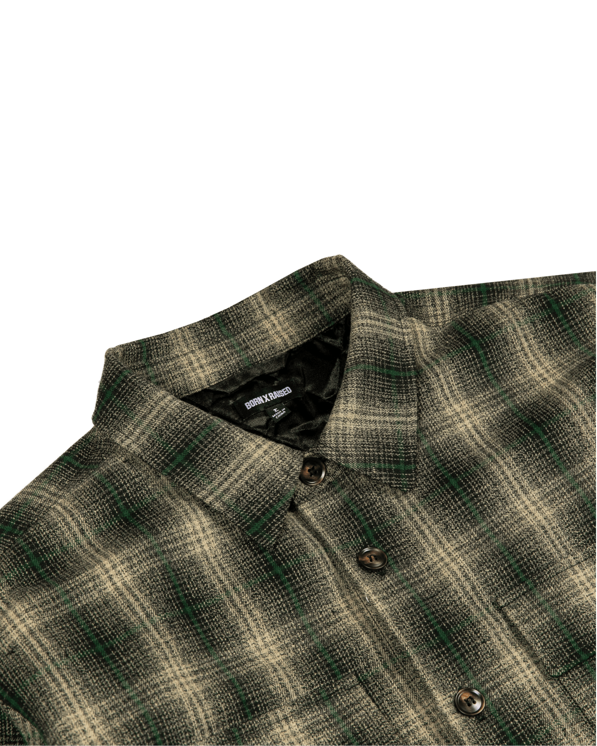 Oversized Embroidered Flannel Shirt Jacket Green/Black - LIKELIHOOD