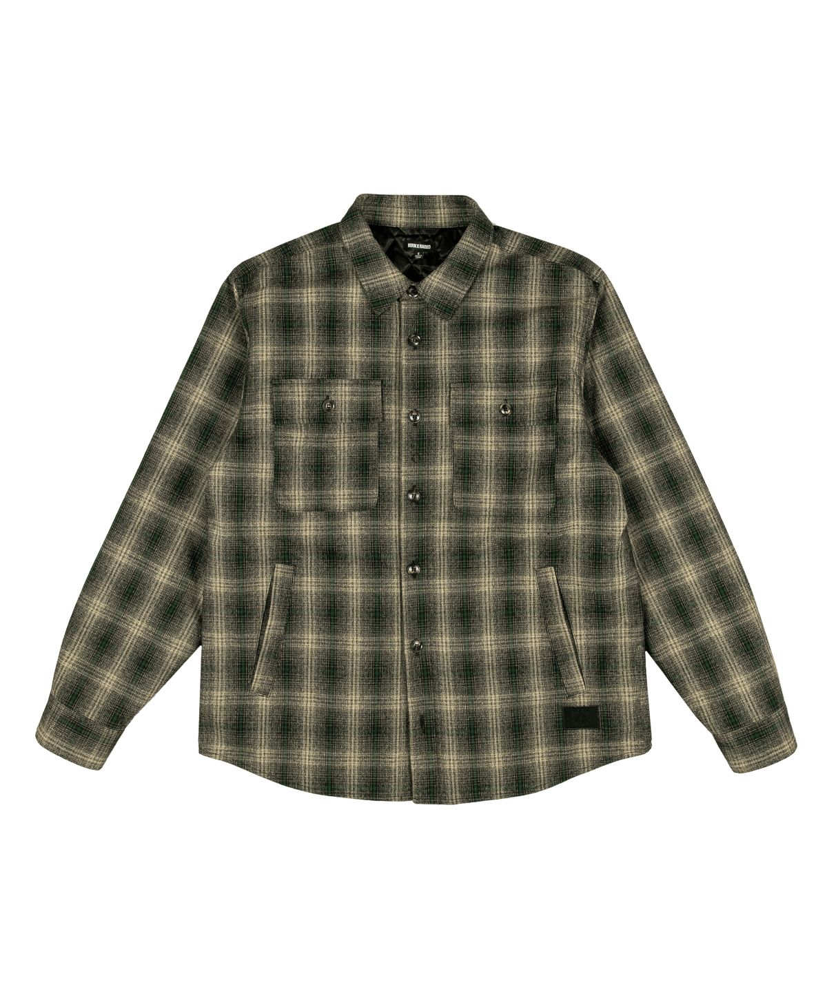 Oversized Embroidered Flannel Shirt Jacket Green/Black - LIKELIHOOD