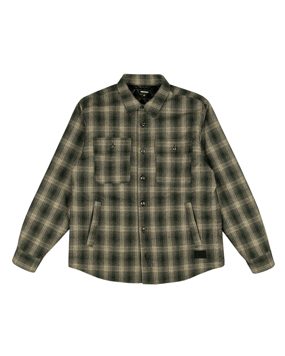 Oversized Embroidered Flannel Shirt Jacket Green/Black - LIKELIHOOD
