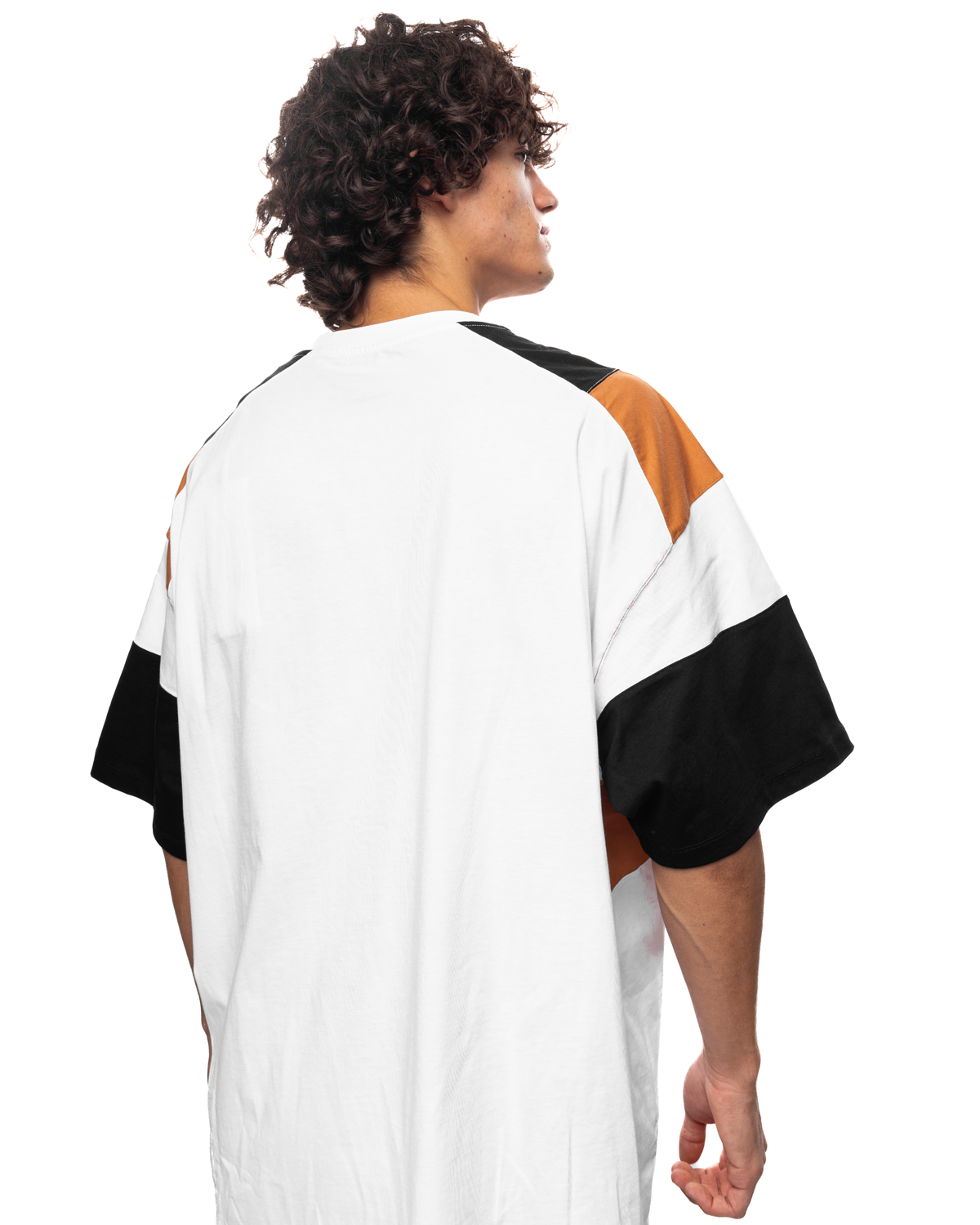 Panelled Oversized T-Shirt White / Black / Terracotta