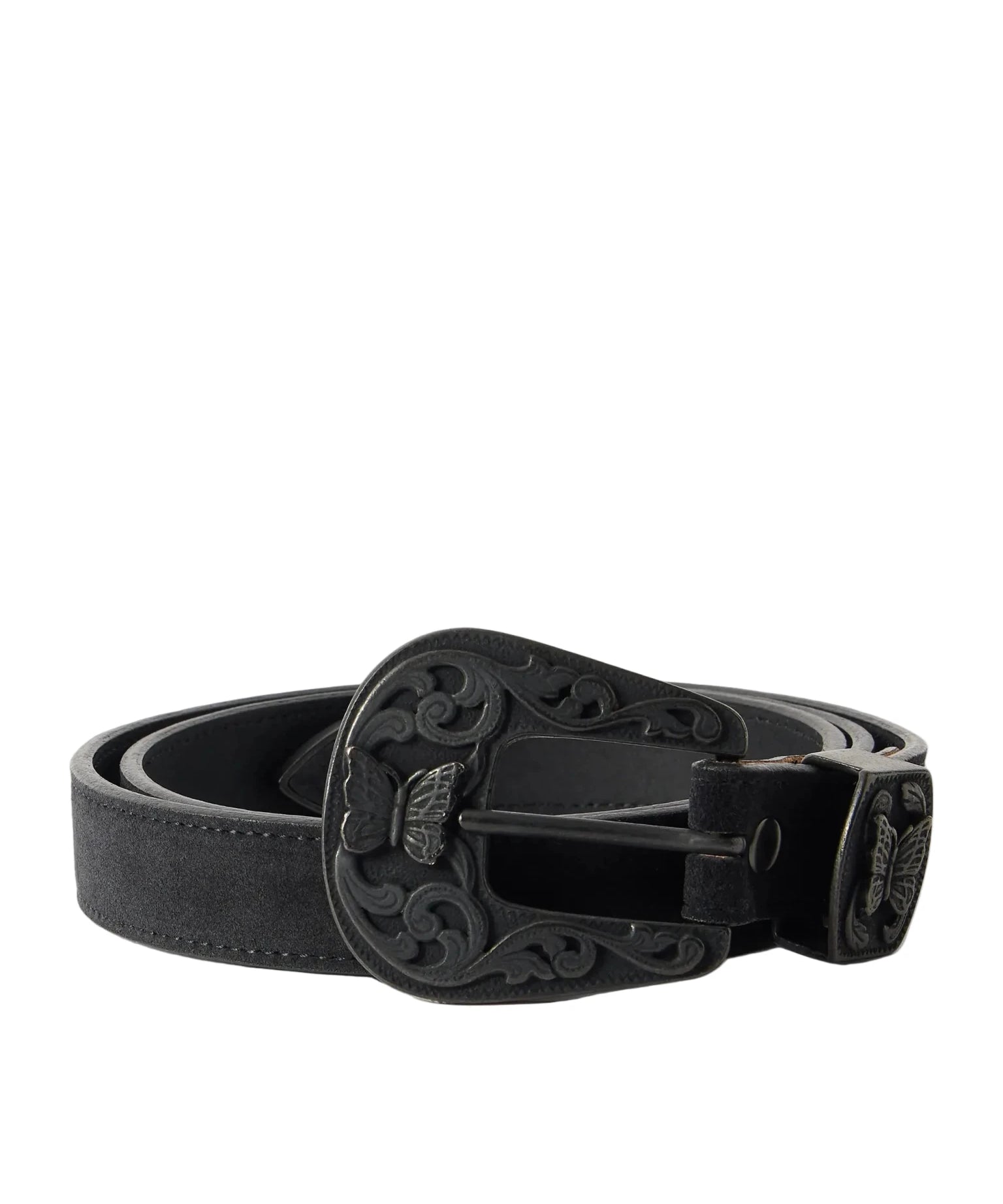 Papillon Western Tip Belt - Black Suede Leather - LIKELIHOOD