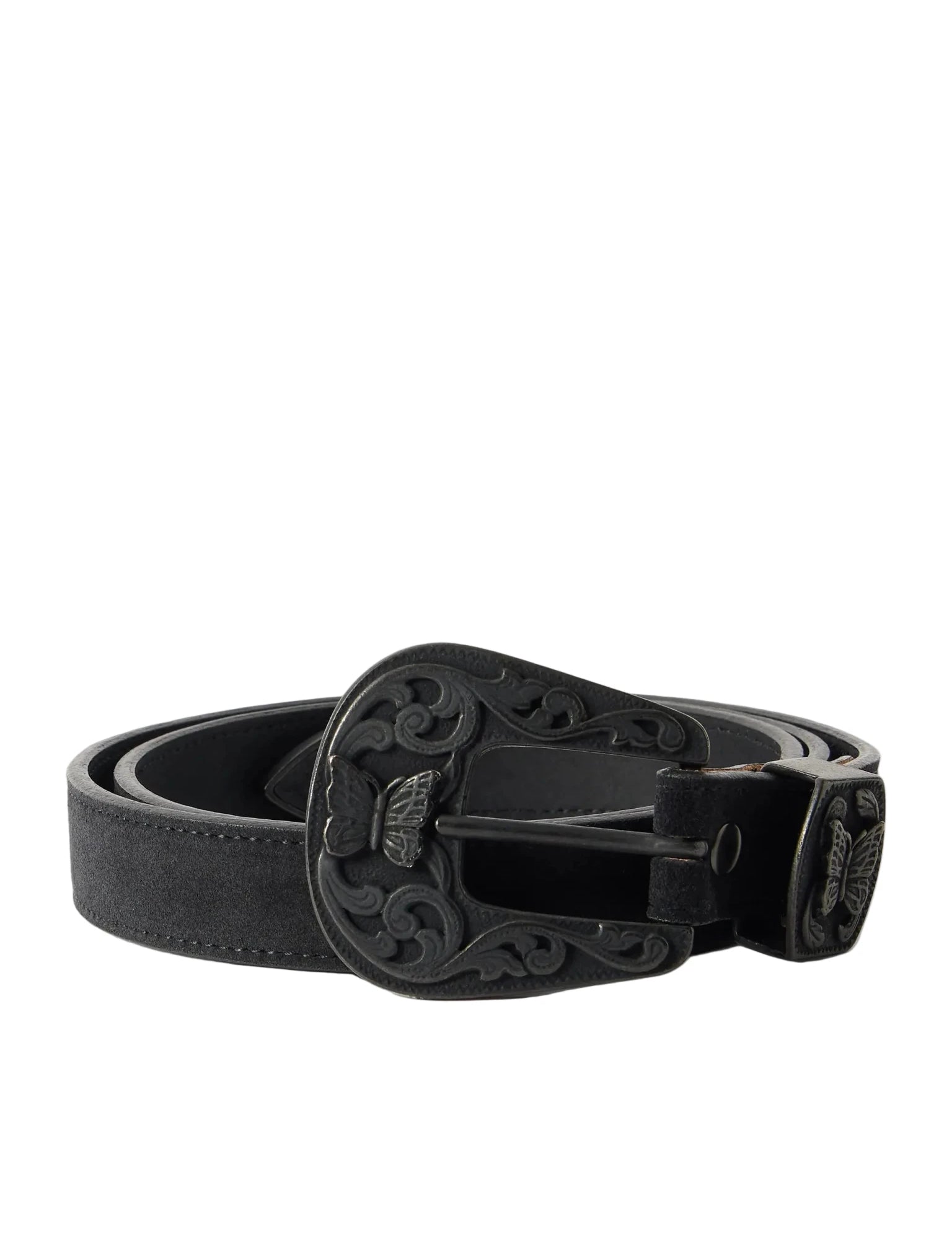 Papillon Western Tip Belt - Black Suede Leather - LIKELIHOOD