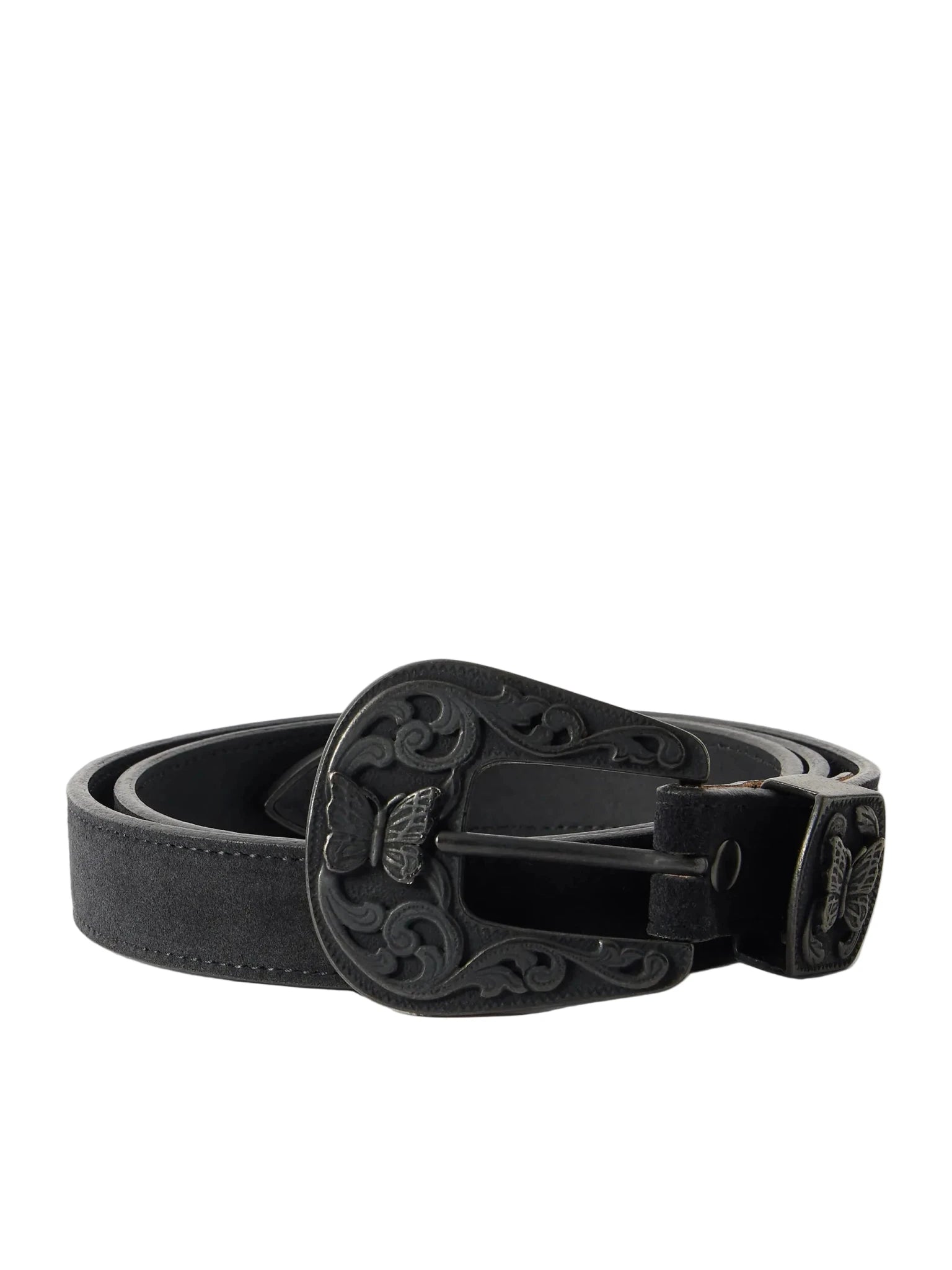 Papillon Western Tip Belt - Black Suede Leather - LIKELIHOOD