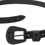 Papillon Western Tip Belt - Black Suede Leather - LIKELIHOOD