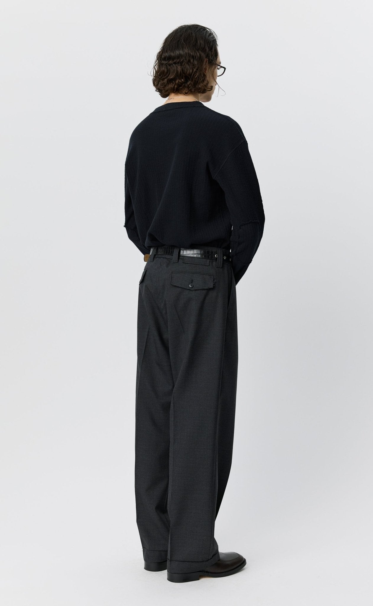 Patch Trousers Dark Grey Dry Wool - LIKELIHOOD