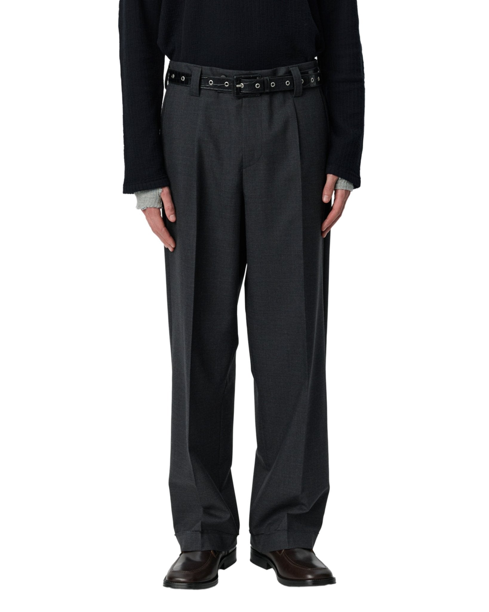 Patch Trousers Dark Grey Dry Wool - LIKELIHOOD