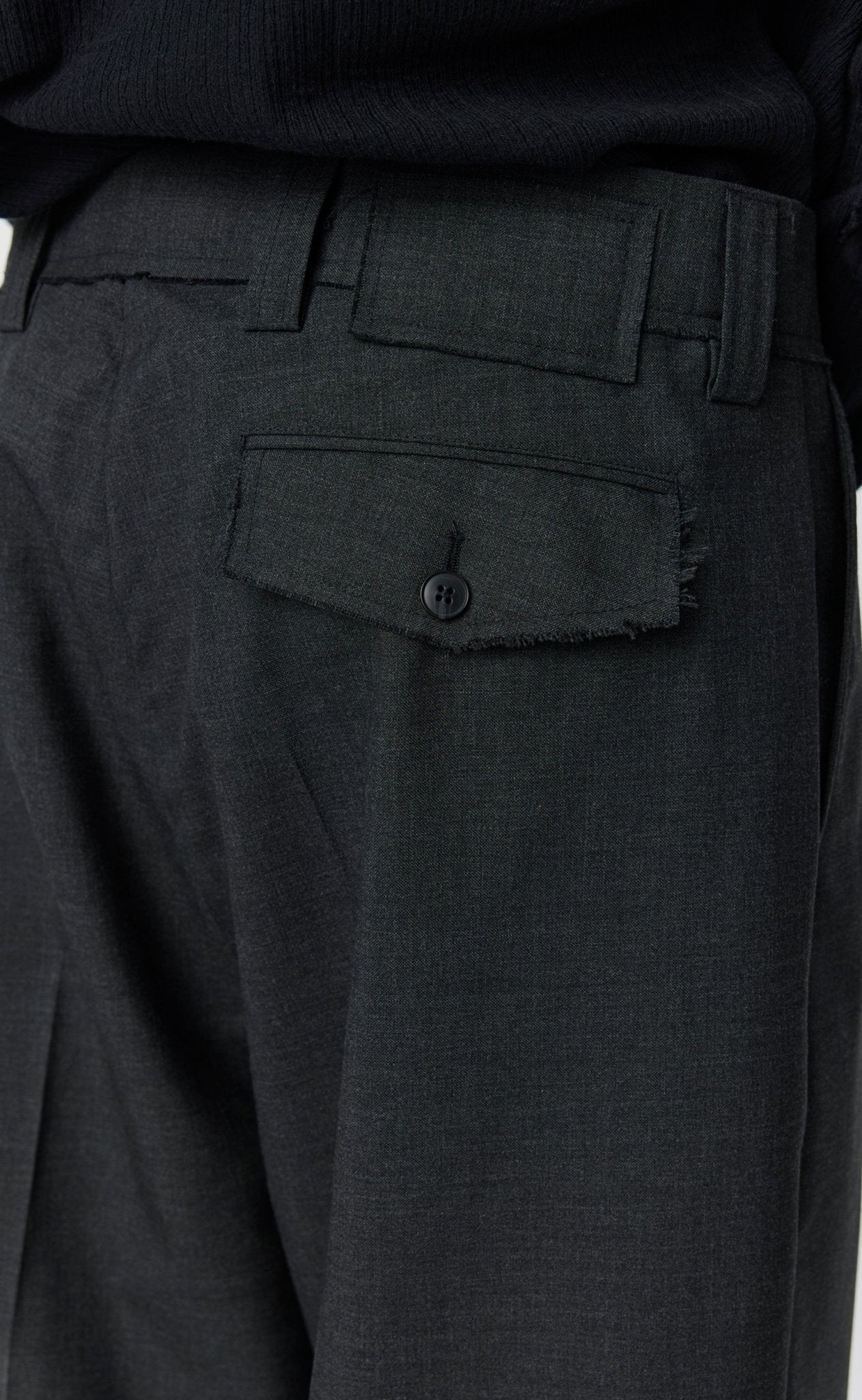 Patch Trousers Dark Grey Dry Wool - LIKELIHOOD
