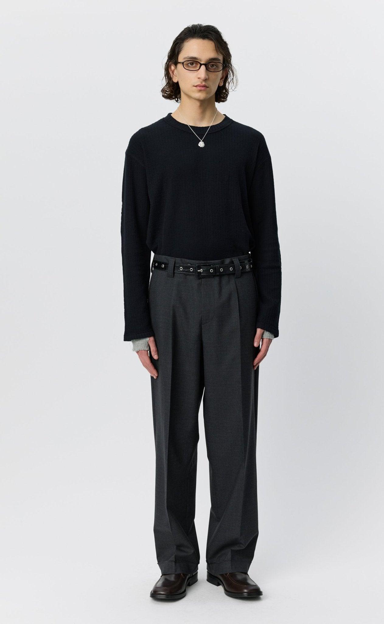 Patch Trousers Dark Grey Dry Wool - LIKELIHOOD