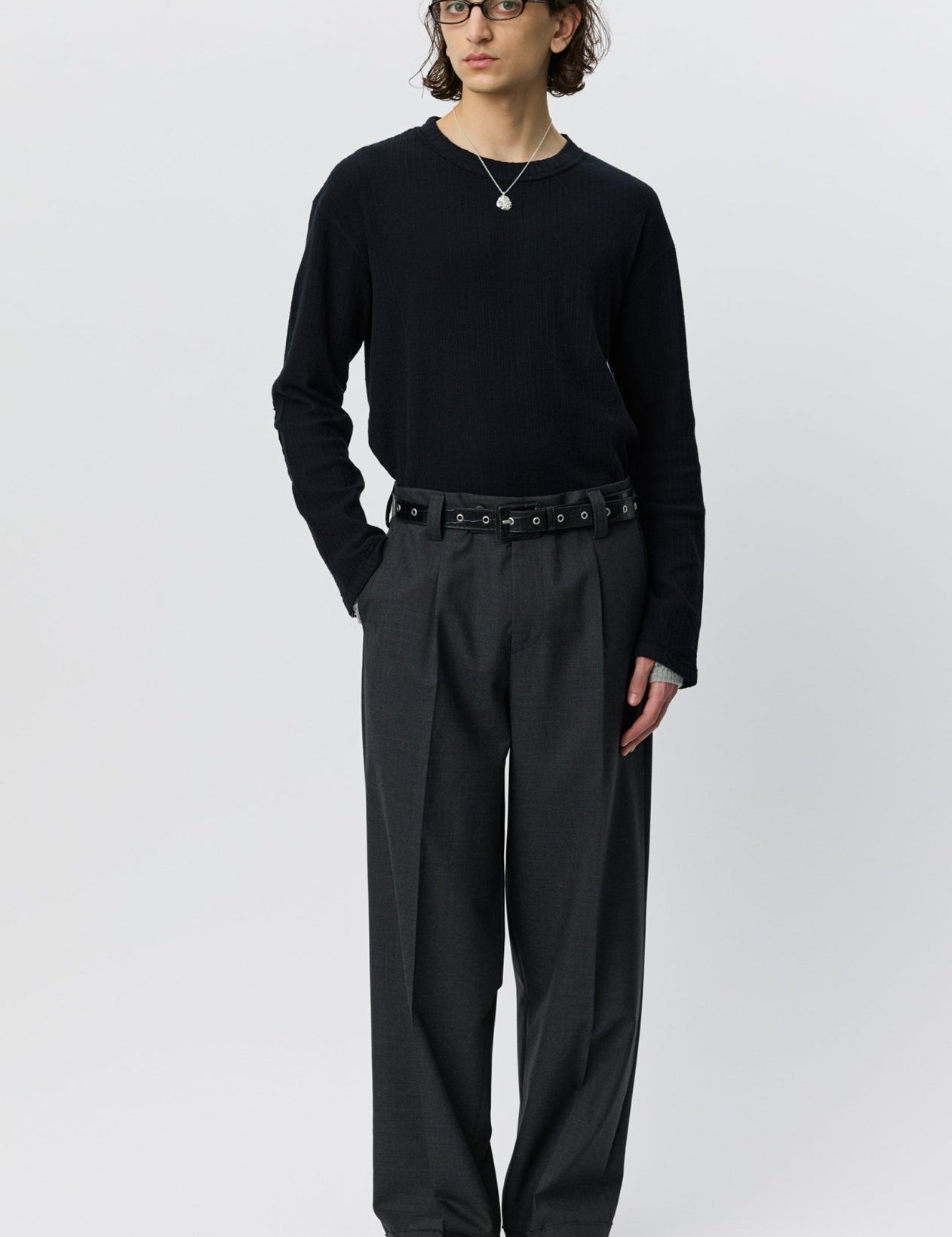 Patch Trousers Dark Grey Dry Wool - LIKELIHOOD