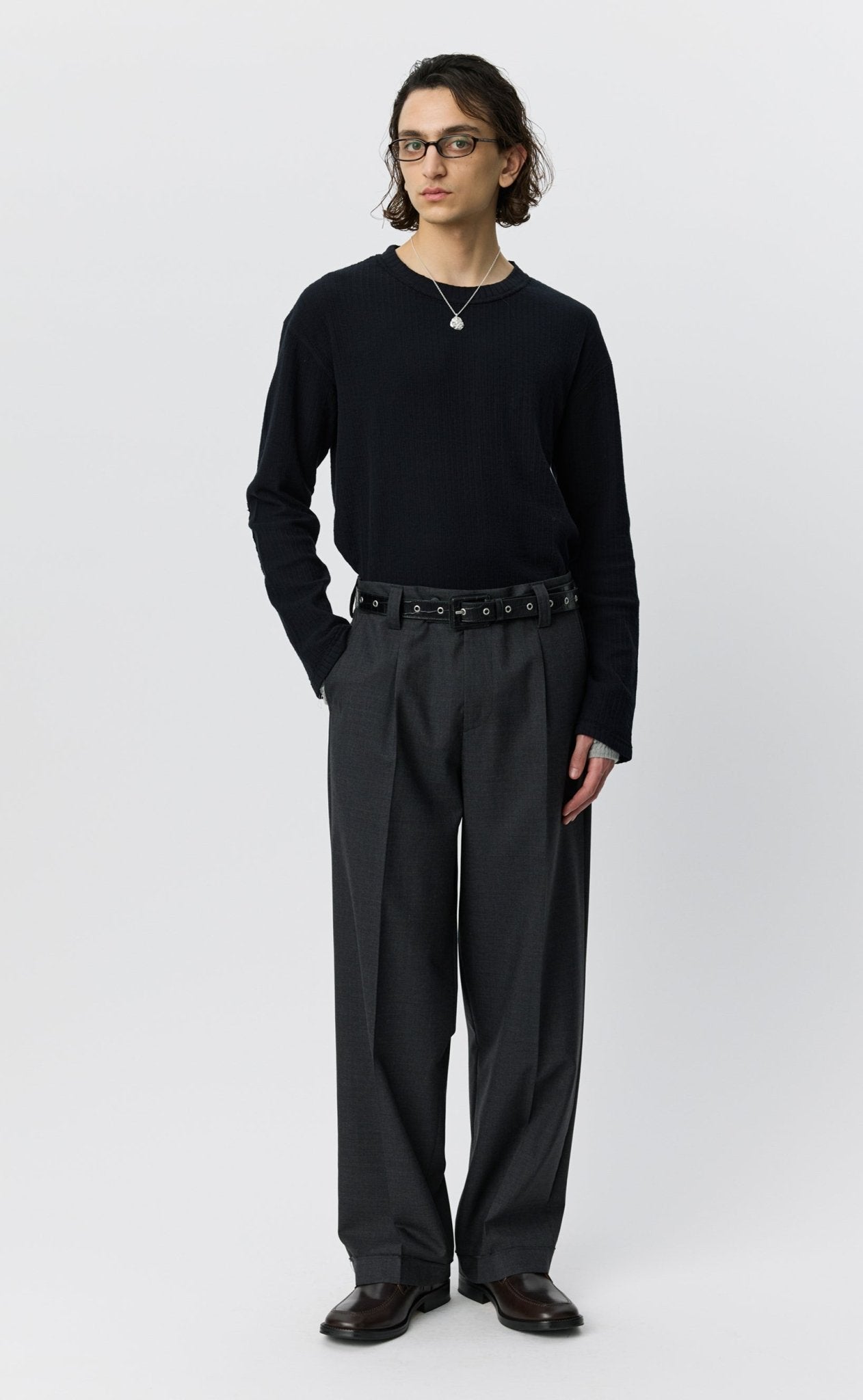 Patch Trousers Dark Grey Dry Wool - LIKELIHOOD