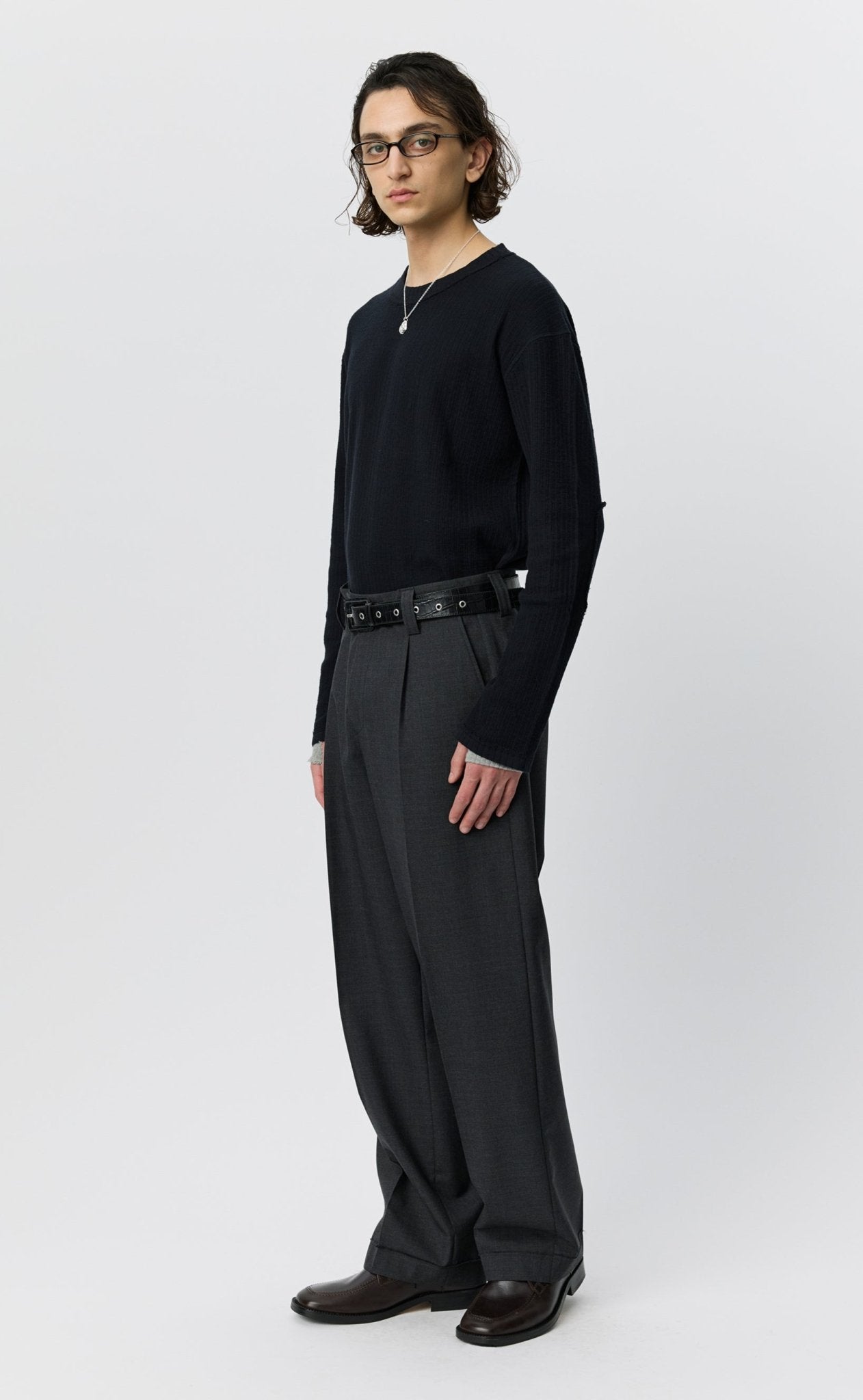 Patch Trousers Dark Grey Dry Wool - LIKELIHOOD