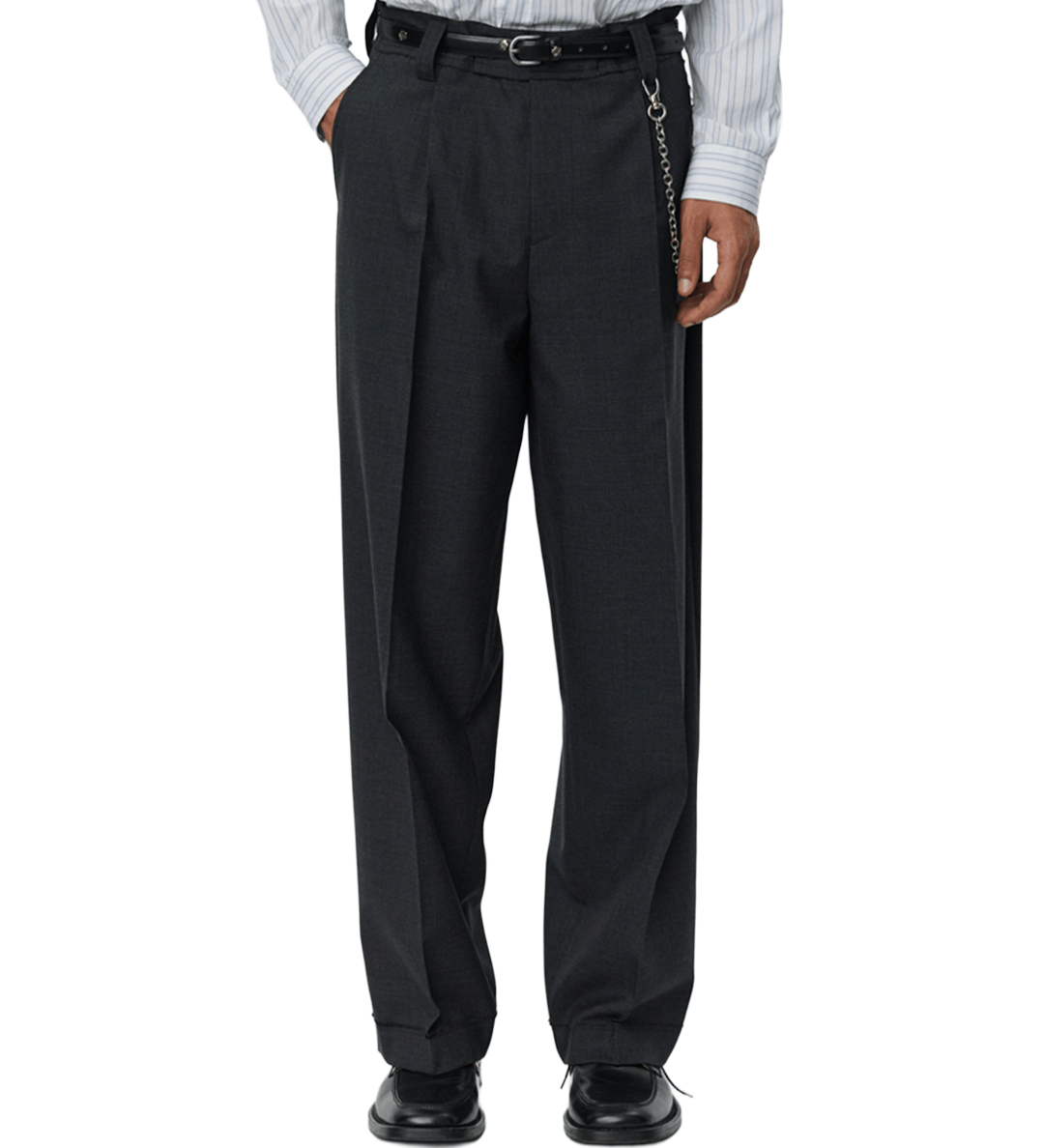 Patch Trousers Grey Worsted Wool - LIKELIHOOD