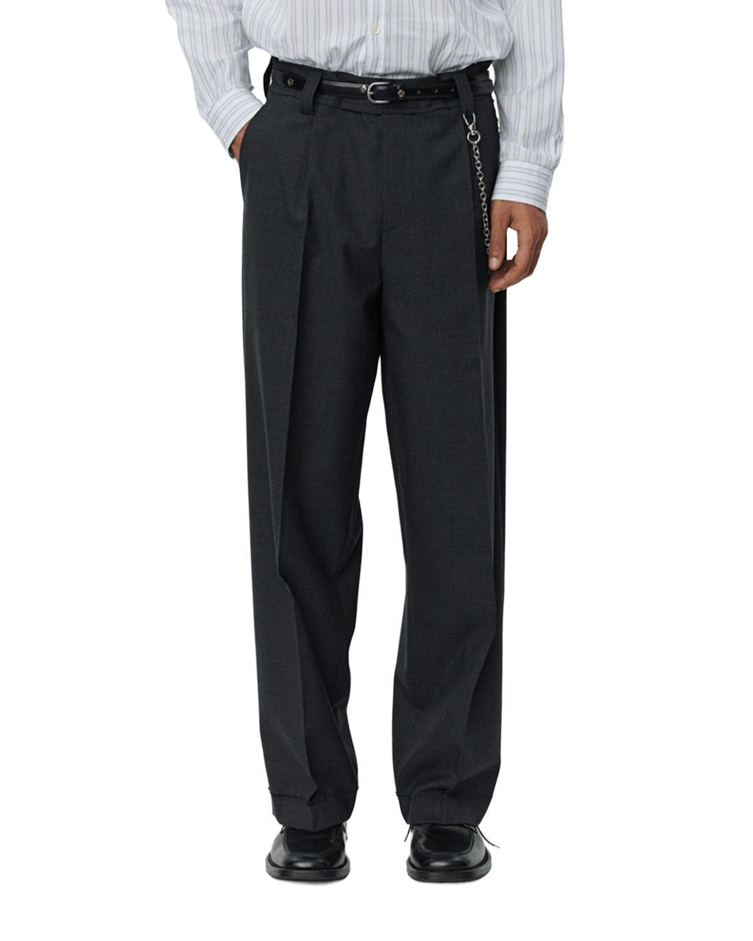 Patch Trousers Grey Worsted Wool - LIKELIHOOD