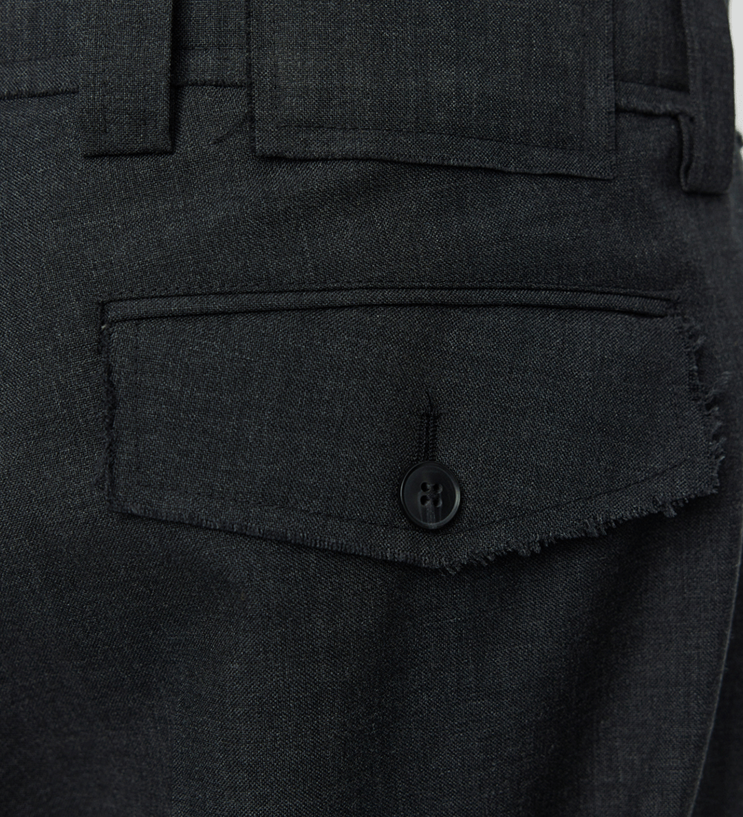Patch Trousers Grey Worsted Wool - LIKELIHOOD