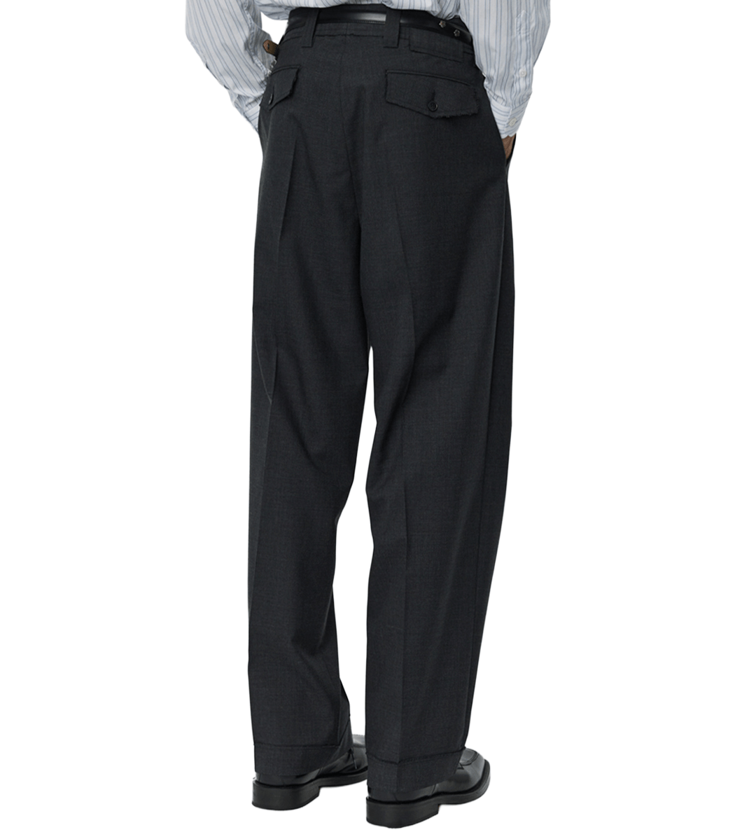 Patch Trousers Grey Worsted Wool - LIKELIHOOD