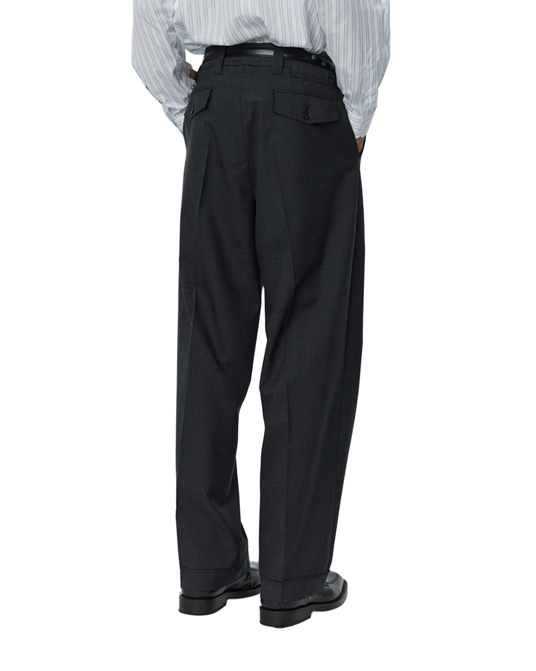 Patch Trousers Grey Worsted Wool - LIKELIHOOD