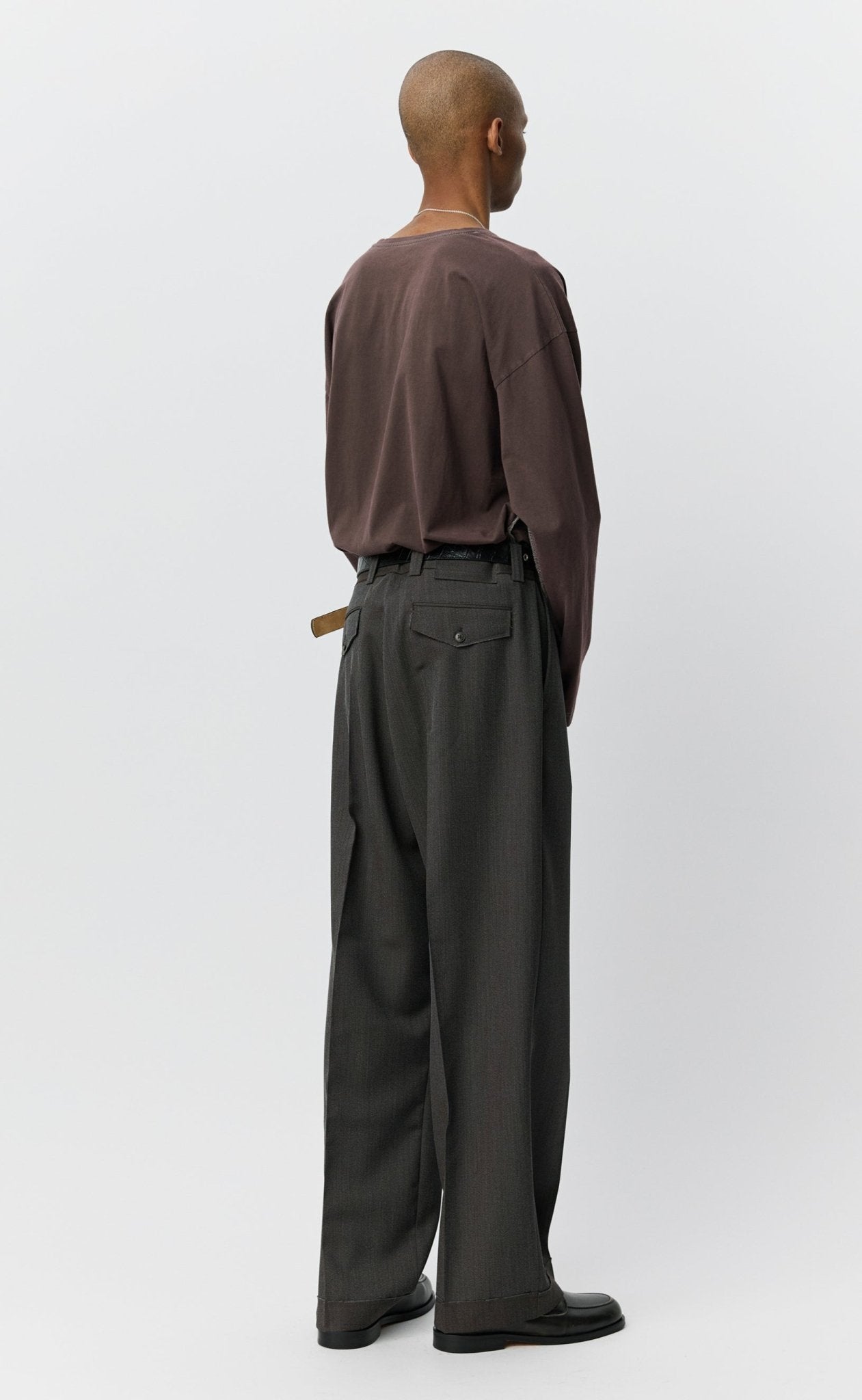Patch Trousers Taupe Wool Twill - LIKELIHOOD