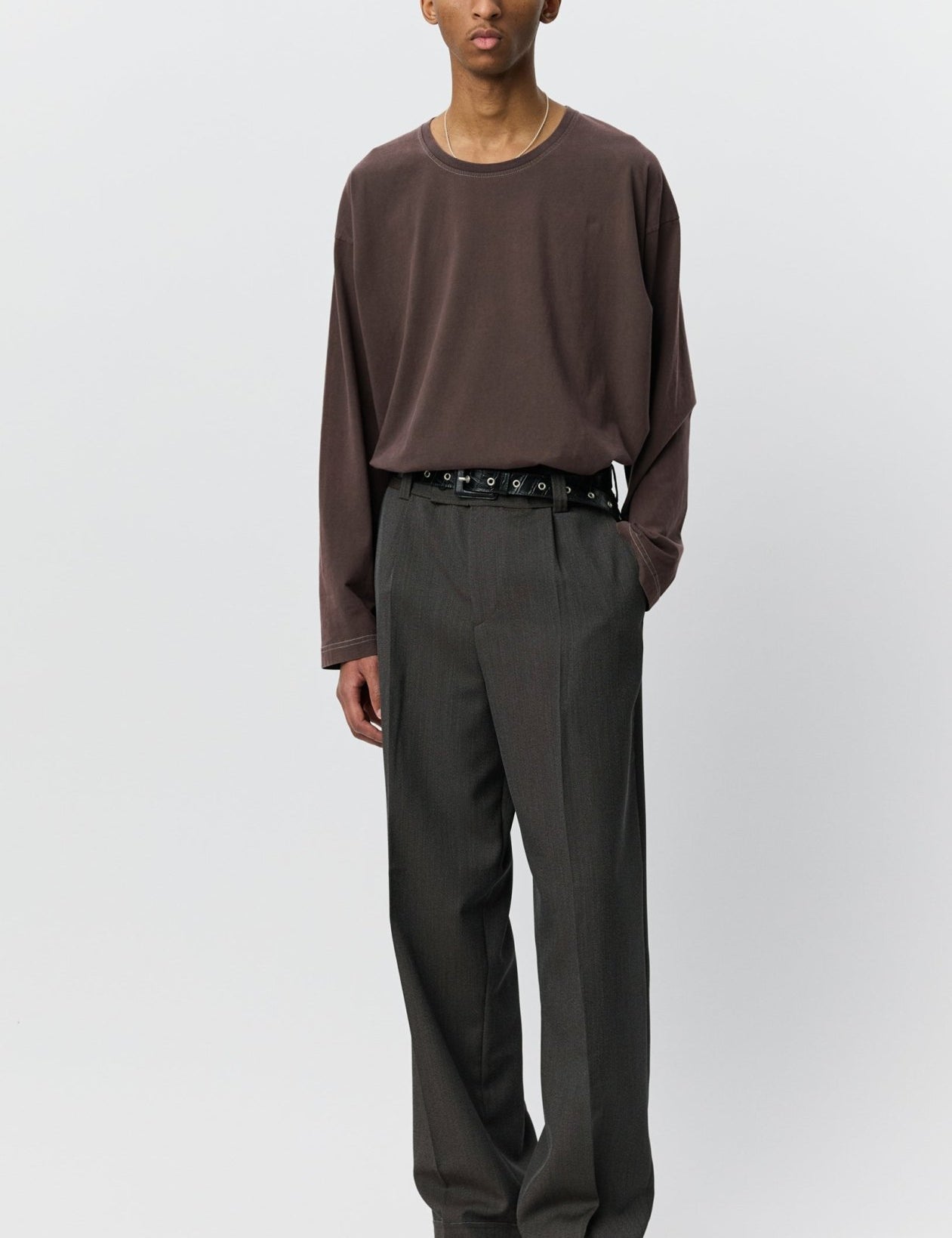 Patch Trousers Taupe Wool Twill - LIKELIHOOD