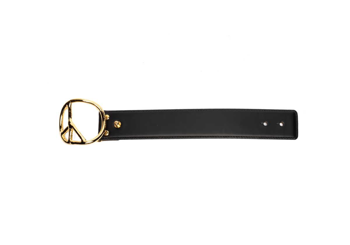 Peace Buckle Bracelet - Black Steer Leather - LIKELIHOOD