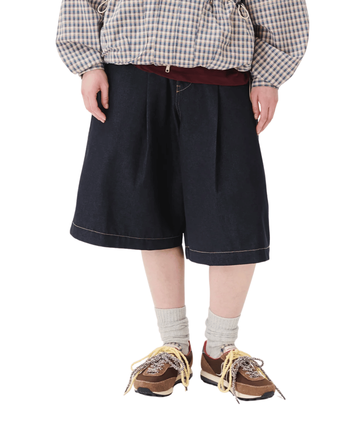 Pintuck Wide Shorts Indigo - LIKELIHOOD