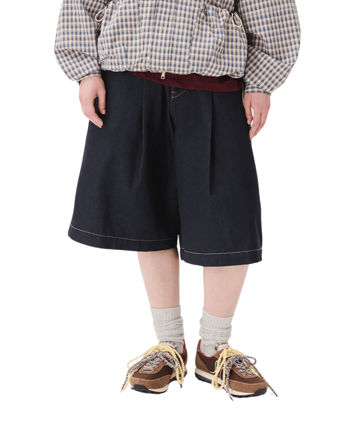 Pintuck Wide Shorts Indigo - LIKELIHOOD
