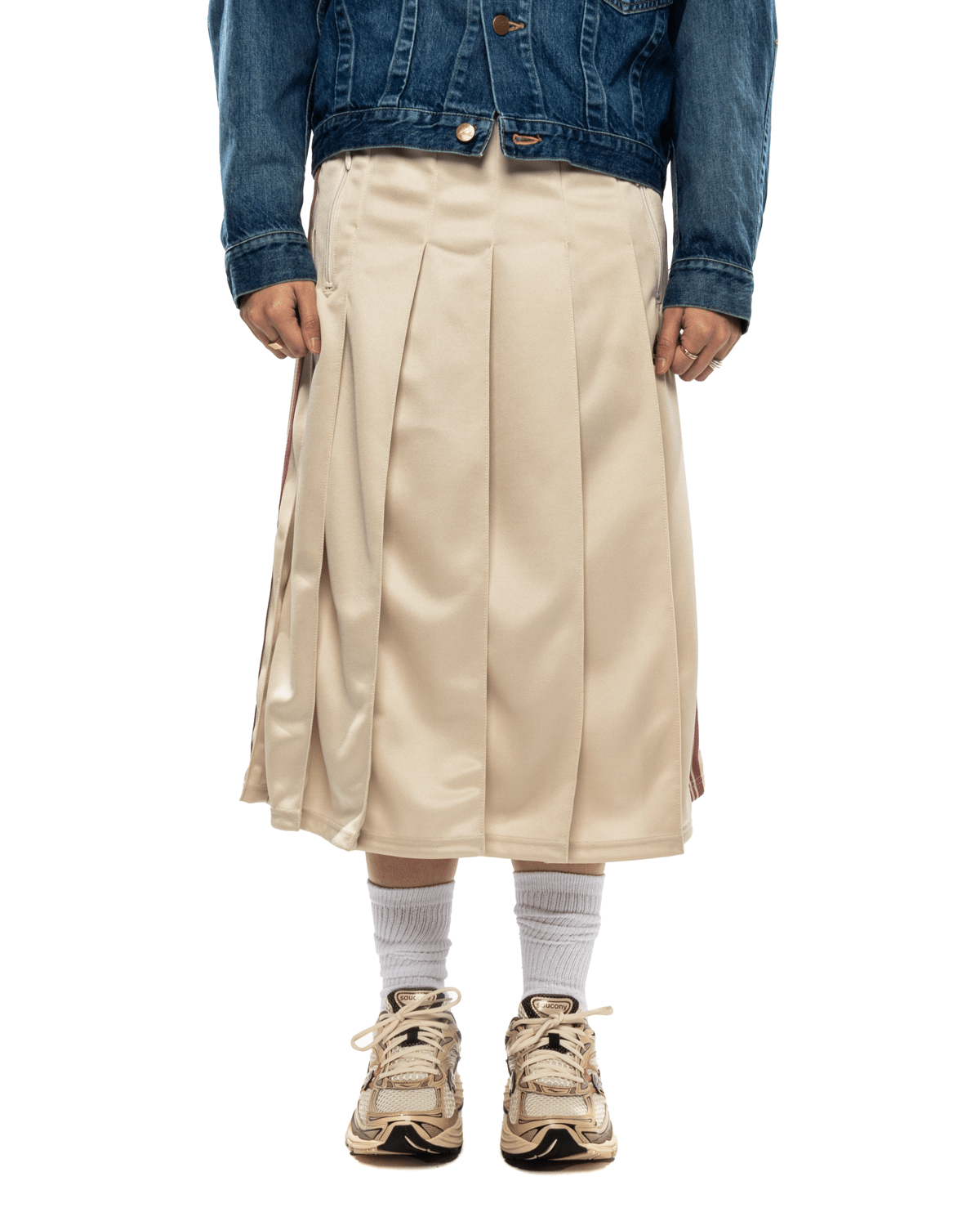Pleated Track Skirt - Poly Smooth Ivory - LIKELIHOOD