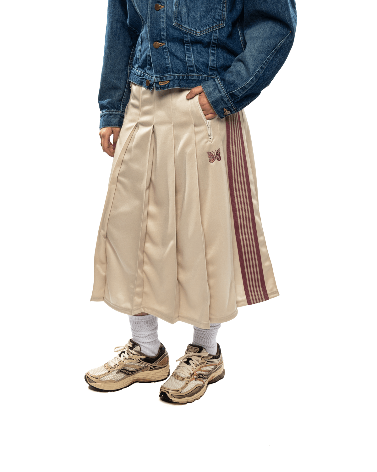 Pleated Track Skirt - Poly Smooth Ivory - LIKELIHOOD