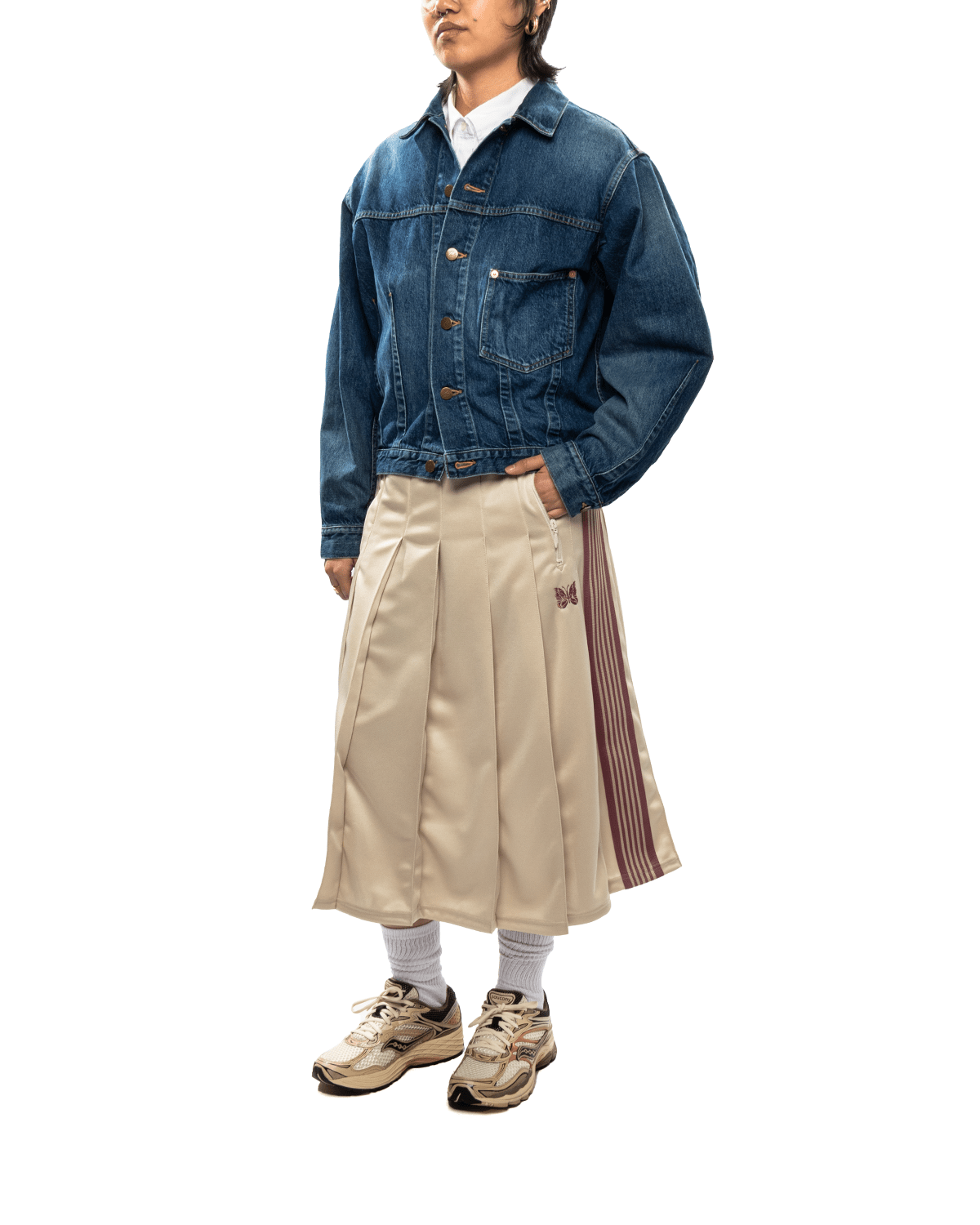 Pleated Track Skirt - Poly Smooth Ivory - LIKELIHOOD