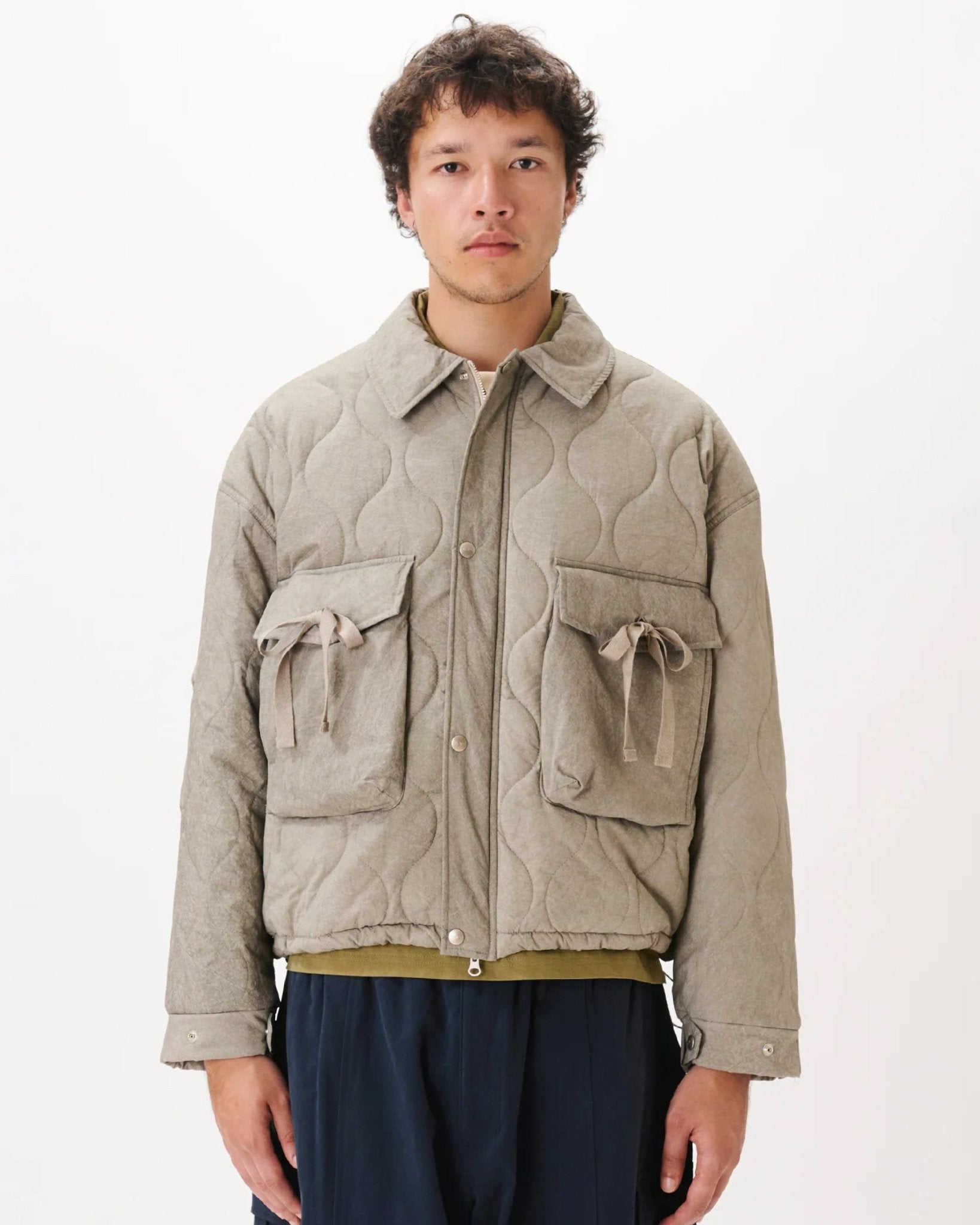 Quilted Pocket Jacket Light Grey - LIKELIHOOD