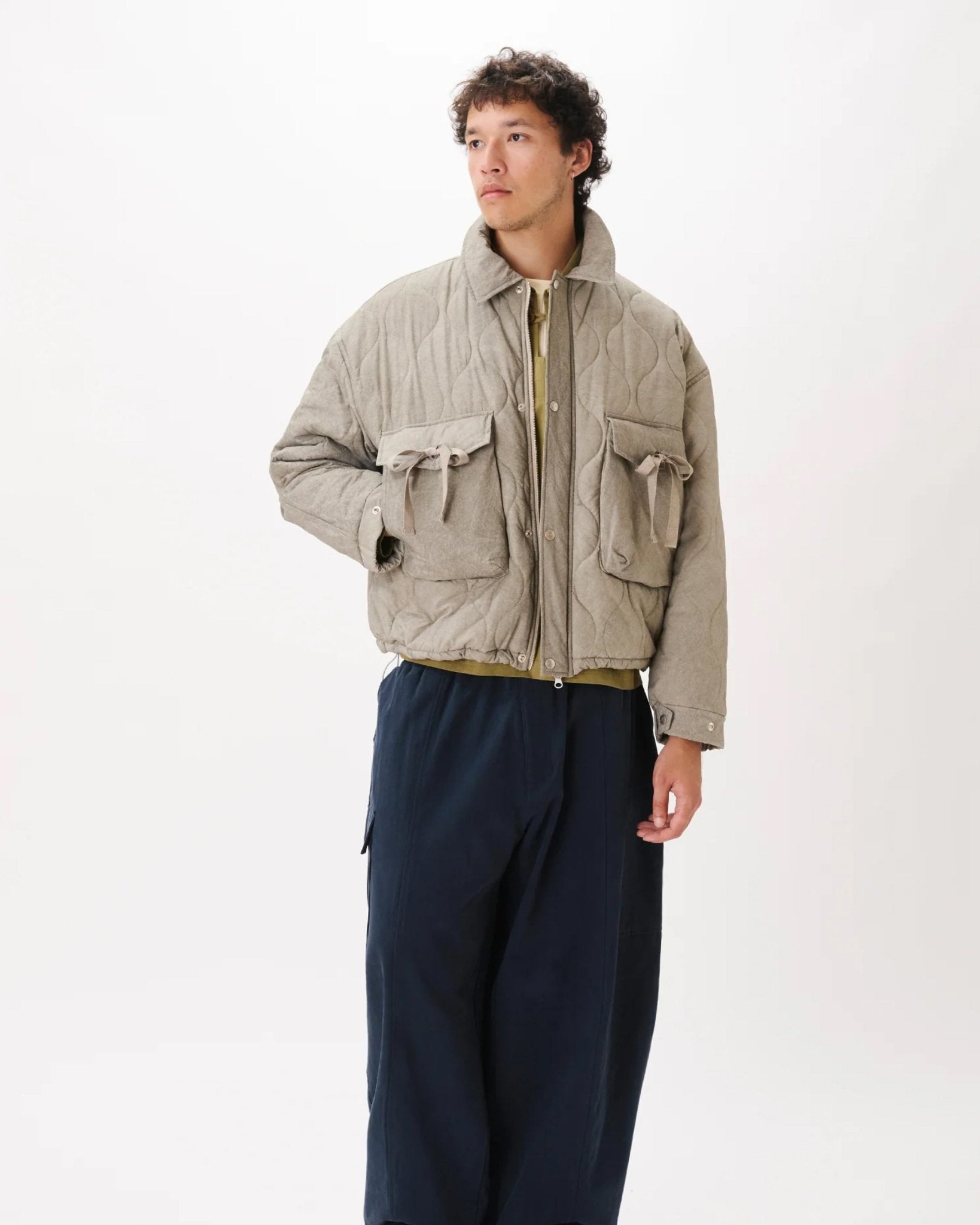 Quilted Pocket Jacket Light Grey - LIKELIHOOD