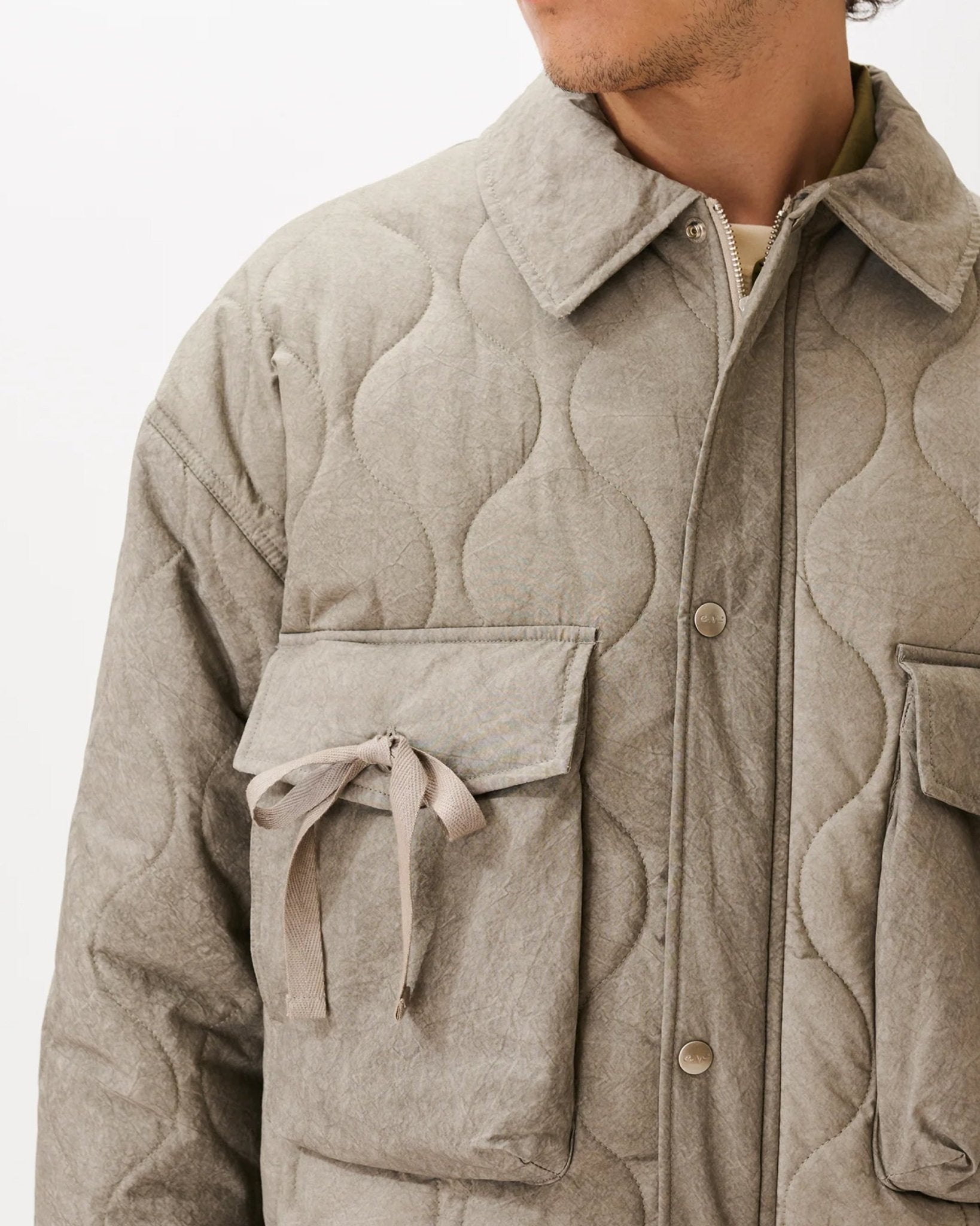 Quilted Pocket Jacket Light Grey - LIKELIHOOD