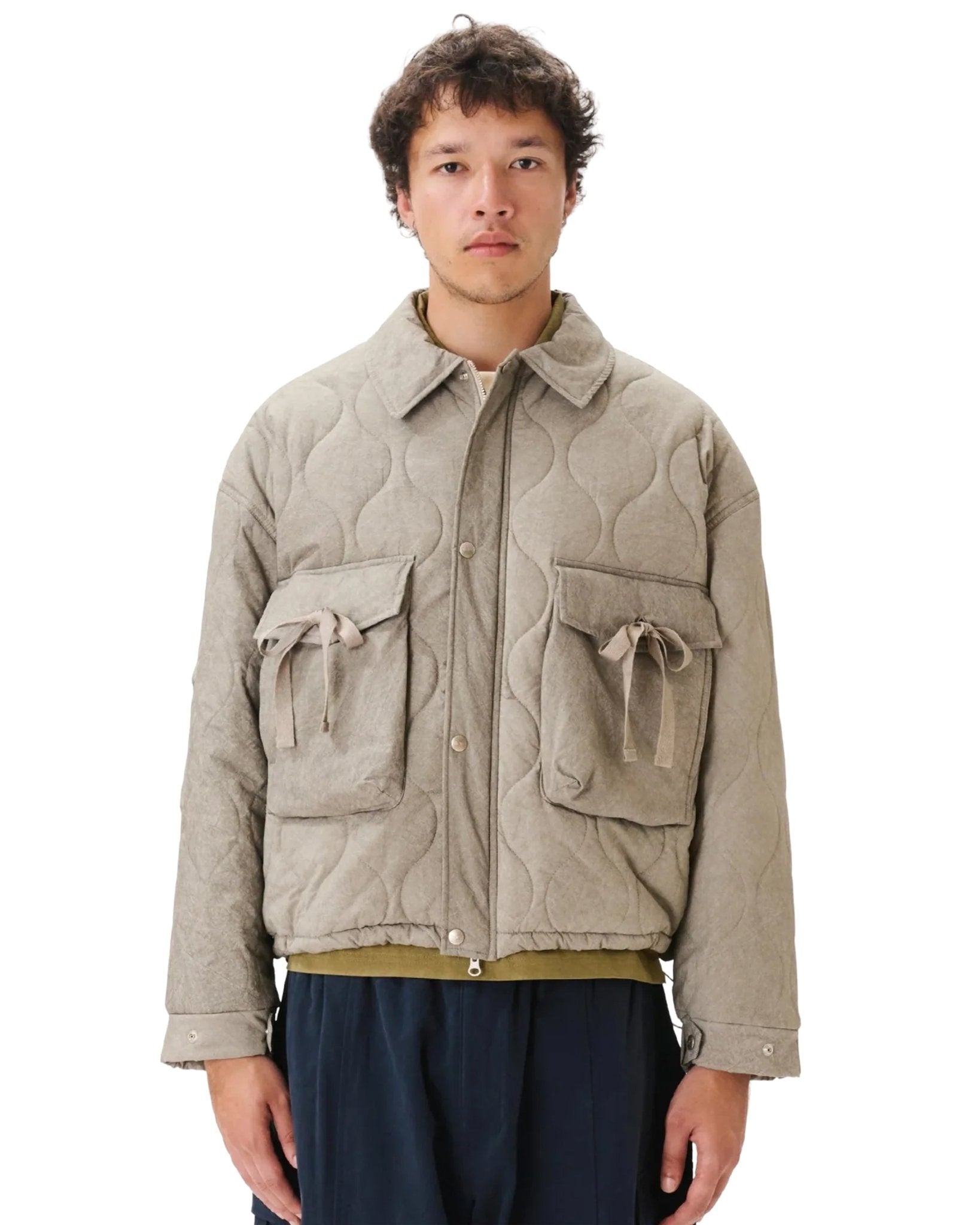 Quilted Pocket Jacket Light Grey - LIKELIHOOD