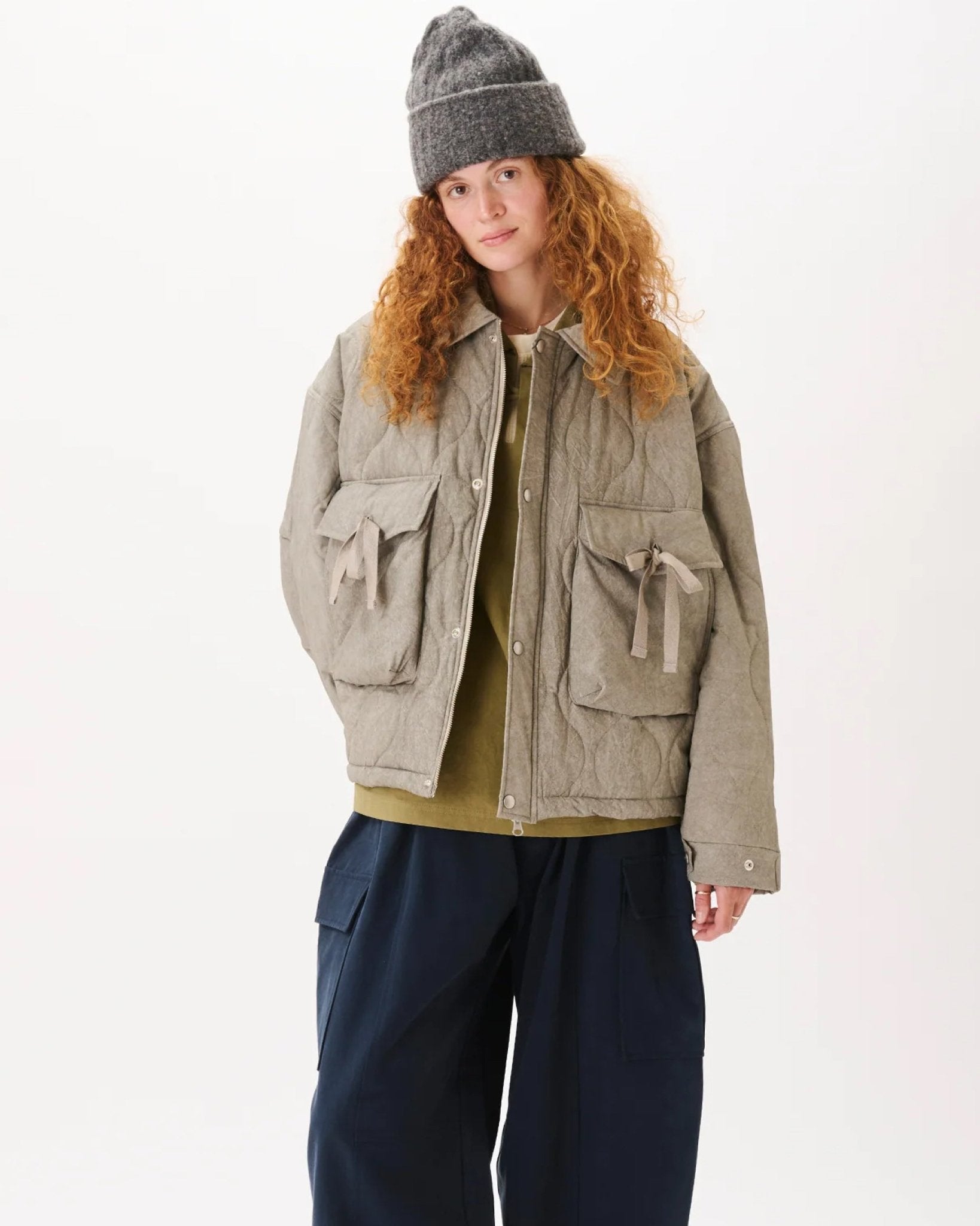 Quilted Pocket Jacket Light Grey - LIKELIHOOD