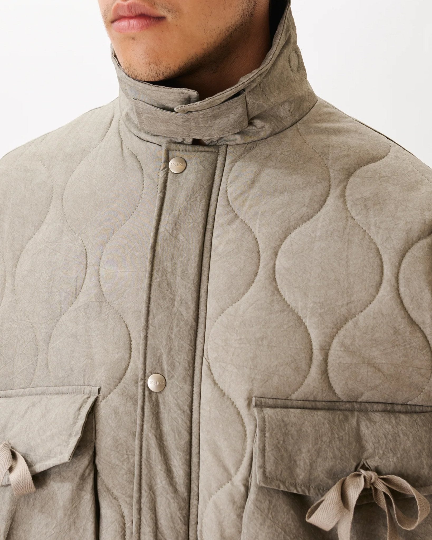 Quilted Pocket Jacket Light Grey - LIKELIHOOD