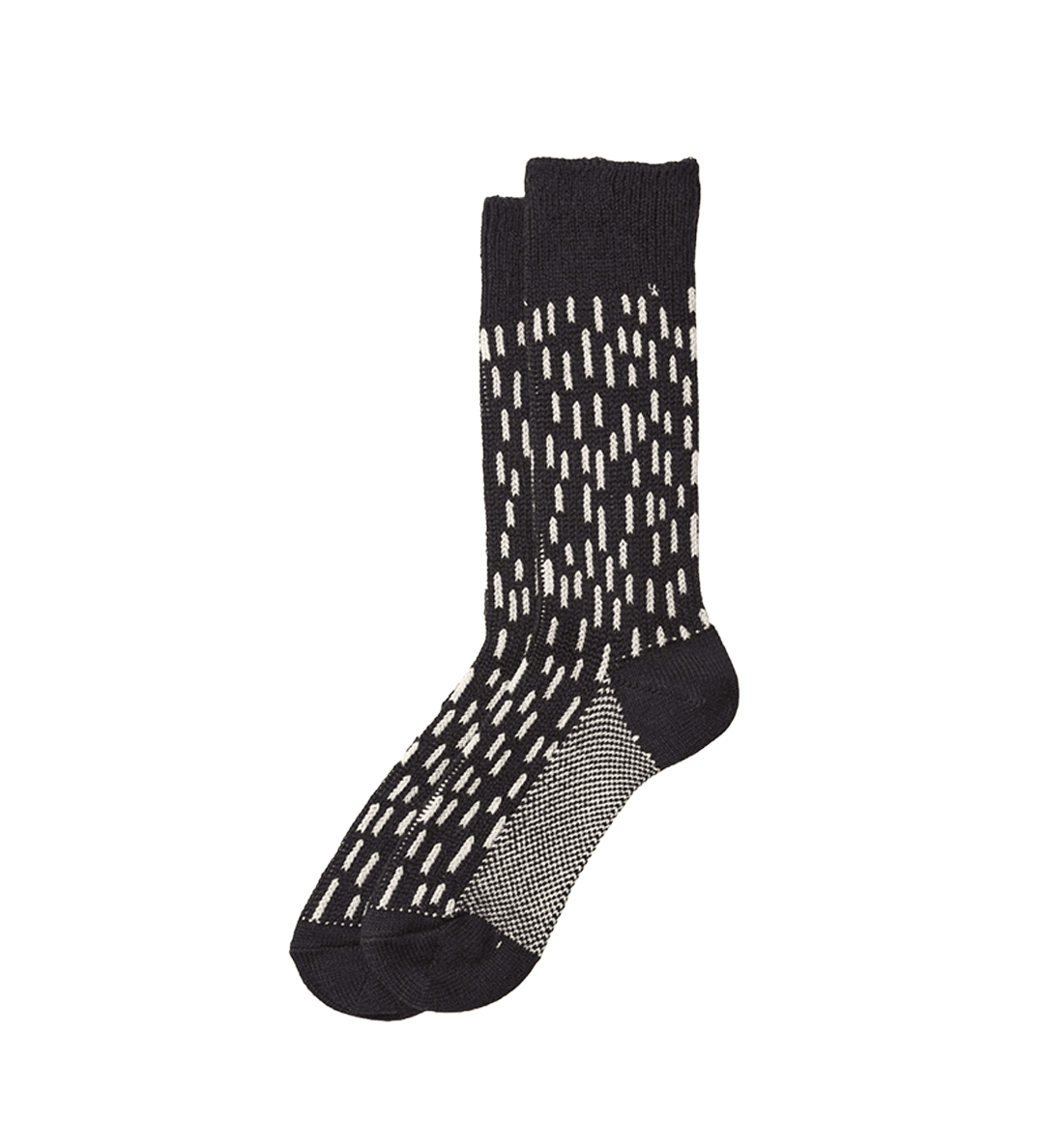 Rain Drop Crew Socks Black/Ivory - LIKELIHOOD