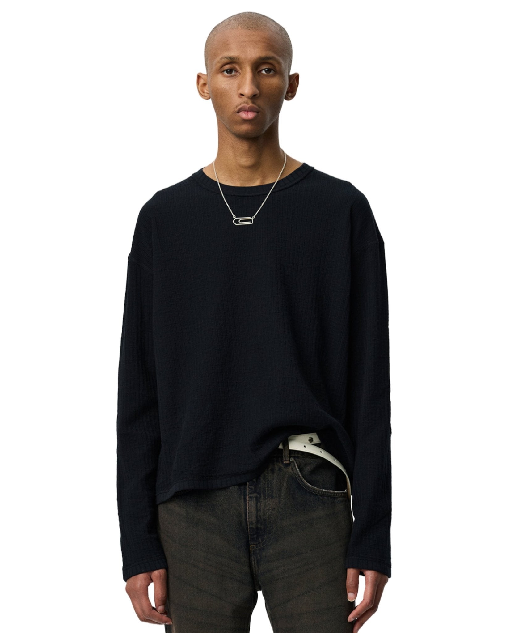 Reverse Rib Sweater Black - LIKELIHOOD