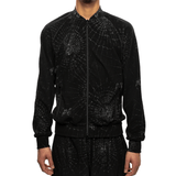 Rib Collar Track Jacket - Pile Jacquard / Spider Web Black - LIKELIHOOD