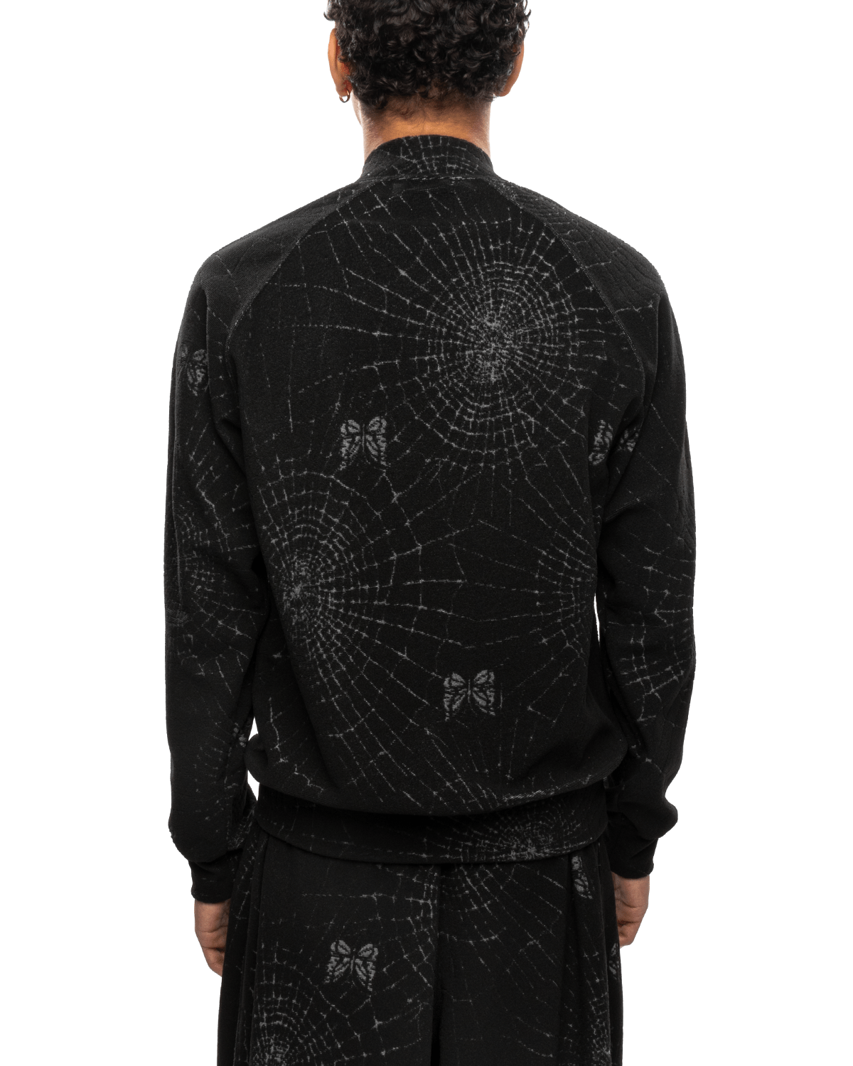 Rib Collar Track Jacket - Pile Jacquard / Spider Web Black - LIKELIHOOD