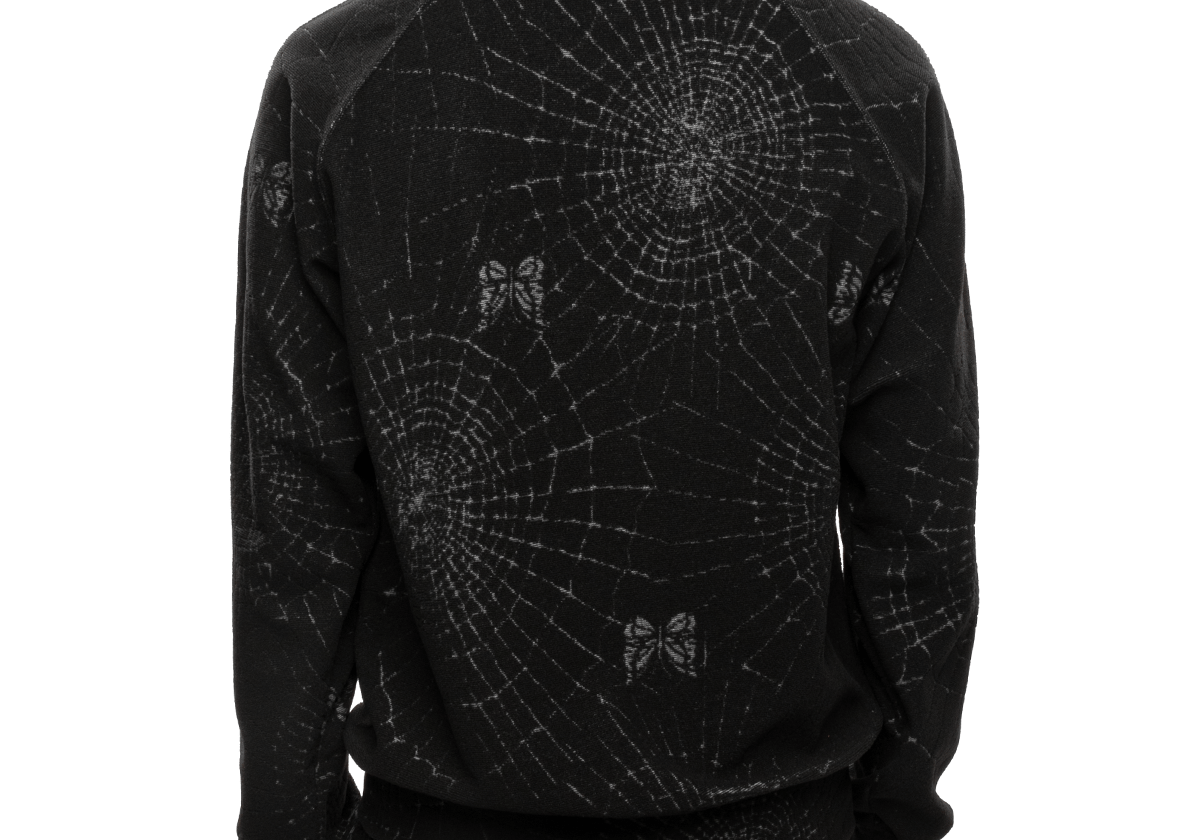 Rib Collar Track Jacket - Pile Jacquard / Spider Web Black - LIKELIHOOD