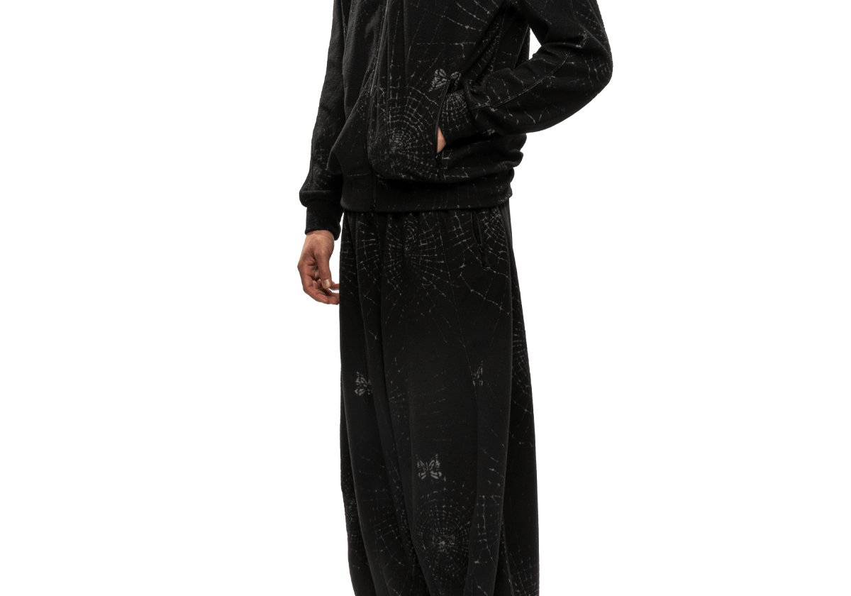 Rib Collar Track Jacket - Pile Jacquard / Spider Web Black - LIKELIHOOD