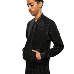 Rib Collar Track Jacket - Pile Jacquard / Spider Web Black - LIKELIHOOD