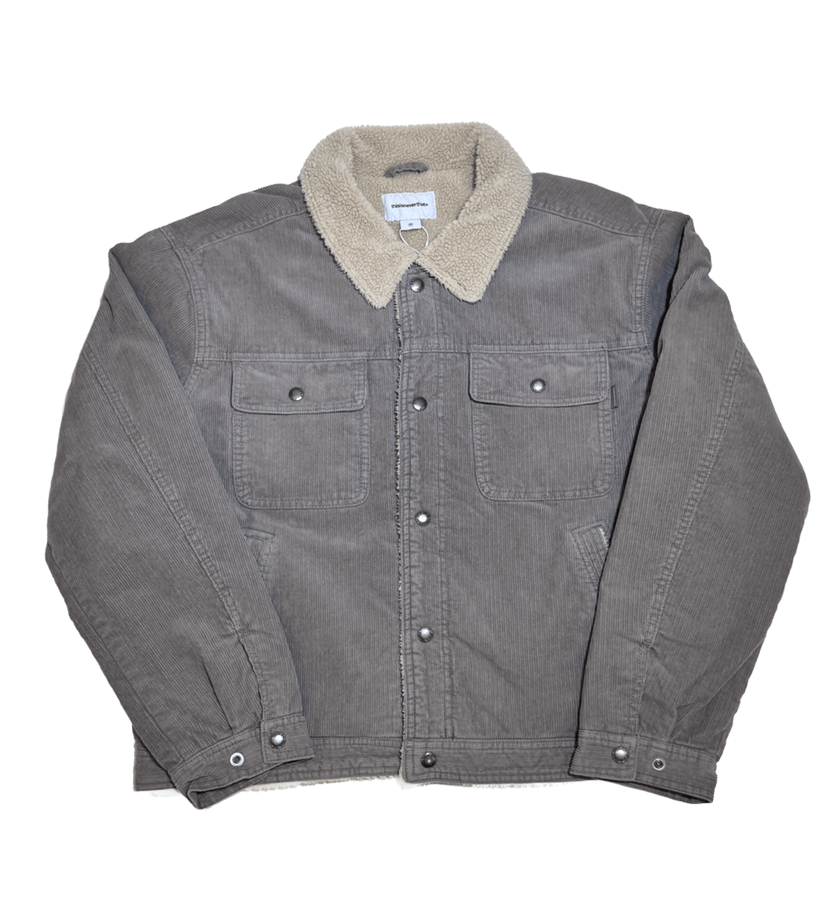 Sherpa Lined Corduroy Trucker Jacket Grey - LIKELIHOOD